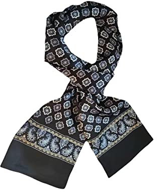 UK_Stone Klassisch 100% Seide Paisley Blumen Krone Diamant Doppelschicht Halstuch Herren Schal 12MM
