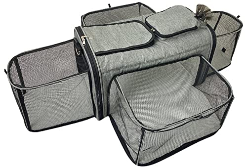 Hundetasche, Transportbox Katze Hund, Faltbare, Atmungsaktiv, Katzentransportbox, Katzentasche - Faltbare Tragetasche für Hund & Katze Gray 50X30X30cm