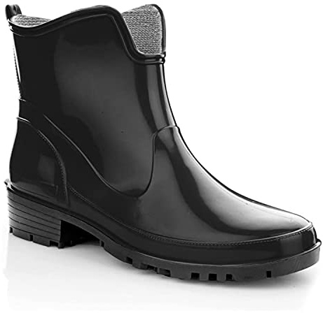 LEMIGO Damen Gummistiefeletten Kurze Gummistiefel Knöchel Regenstiefel Elke 36-42 EU (Schwarz Sohle Schwarz, EU Schuhgrößensystem, Erwachsene, Numerisch, M, 39)