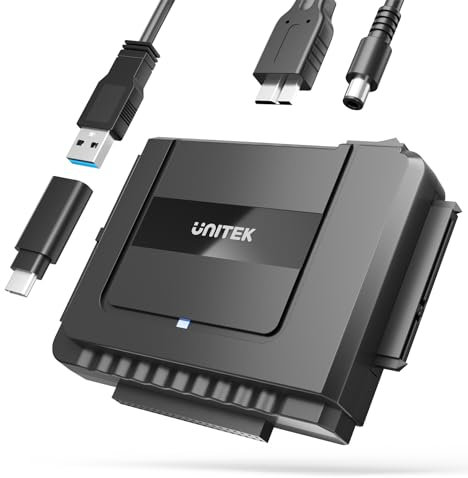 Unitek USB-C to A+C IDE SATA Dual USB 3.0 Drive Replacement Adapter for 2.5/3.5 Inch HDD SSD Optical Drive Converter Up to 18TB 5Gbps with 12V/2A Power Adapter for External Drives Ultra Fast Data