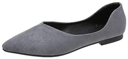 Damenmode einfarbig Spitze Zehe Freizeitschuhe Flache Flache Schuhe Damenschuhe Pumps Leder