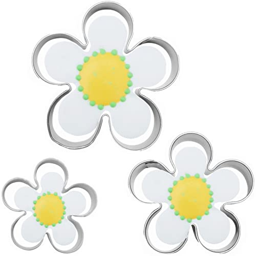 Flower Shaped Cookie Cutters of 3 pcs, Stainless Steel Rose Petals Fondant Cutters Pastry Biscuit Baking Clay DIY Molds
