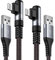 Cable Cargador iPhone 90 Grados[2M 2Pack] [MFi-Certificado] Cable i Phone Carga Rápida Nylon Trenzado Apple Cable Ligtning Compatible con iPhone 14 13 12 11 Pro XS MAX XR X 8 Plus 7Plus 6S-Gris