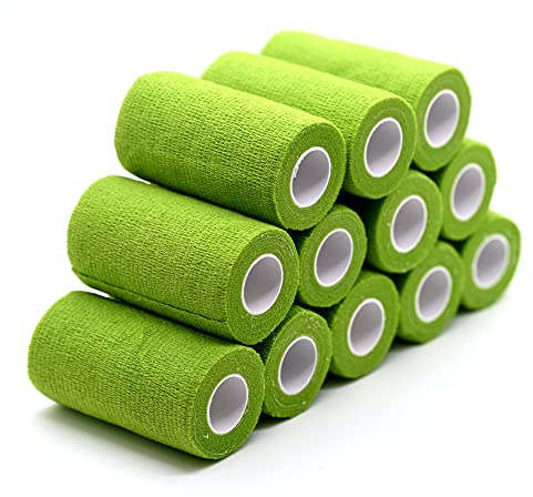 Vetmarkt24 - Selbstklebender Verband für Tiere (12 Stück - 10cm breit und 450 cm lang) - einzeln verpackt (GRÜN)