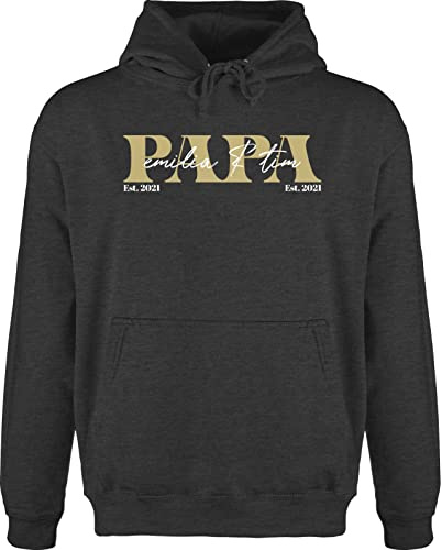 Geschenk mit Namen personalisiert by Shirtracer - Hoodie Herren Pullover Männer - zum Vatertag - Papa Geschenk mit Namen Kinder Datum Geburtsjahr I Weihnachten I Geburtstag