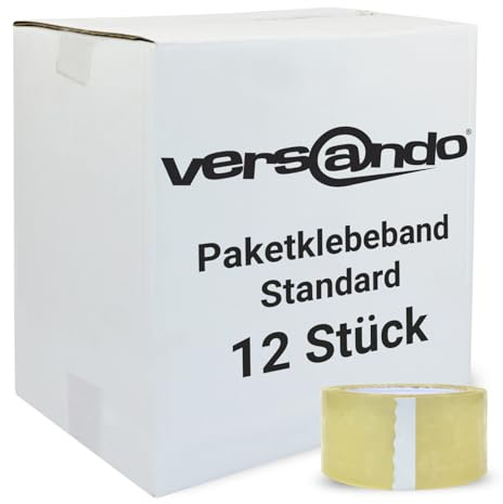 versando 12x Packband transparent 66m Klebeband zum Verpacken von Paketen | + Kartons - starke Klebekraft 12 Rollen