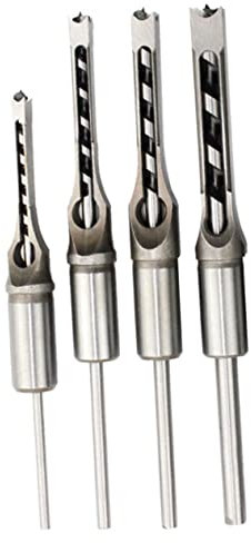 VILLCASE 4stücke Teiliges Woodworking Square Hole Drill Bit Aus Verschleißfestem Legierungsstahl Stoßfest Und Langlebig Geeignet Für Holzschnitzerei Möbelbau Und Professionelle Bearbeitung