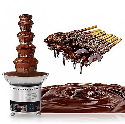 FJAUOQ Schokobrunnen 4 5 6 7 Etagen Edelstahl Schokoladenfontäne Schokolade Fällt Schokoladen Brunnen Fondue für Hochzeit Party 220V 170W,7Tier