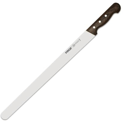 Pirge Sultan Pro Dönermesser 36 cm Schmal - Aufschnittmesser - Schärfstes Döner Langmesser - Schneidemesser - Fleischmesser - BBQ Messer - Edelstahl Profi Küchenmesser - Handgefertigte Wengeholz Griff