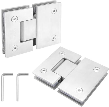 Plmvhpb 2er-Pack 180-Grad-Duschtürscharniere, Rahmenlose Duschtürscharniere Aus Glas, Robuster Edelstahl 304