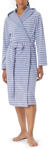 Schiesser Bademantel mit Kapuze Frottee 110 cm Länge - Baumwolle gemustert