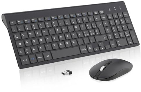 cimetech Tastiera e Mouse Wireless,Layout Italiano QWERTY,Tastiera e Mouse Portatili Wireless 2.4G per Computer, PC, Laptop, Desktop(Nero)