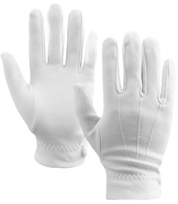 Tecfinty Weiße Baumwollhandschuhe, Erwachsene Unisex, Einheitsgröße, Weiß