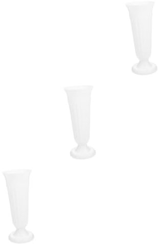 BESPORTBLE 3stücke Grabvase Für Friedhof Wetterfeste Blumenvase Mit Stabilem Stand Für Frische Und Künstliche Blumenarrangements Weiße Vase Mit Sockel Für Gedenkorte Und Grabdekoration