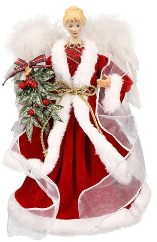 Puntale per albero d'angelo - Puntali per albero di Natale Decorazioni per angeli Ornamento con ali di piume bianche, cima per albero di Natale per decorazioni natalizie per feste in casa