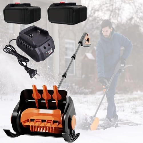 Spazzaneve Senza Fili, spazzaneve Elettrico con 2 batterie, Manico Regolabile, Pala da Neve a Batteria, Piccola rimozione della Neve a Spinta Manuale, Macchina per Camion da Neve per Cortili