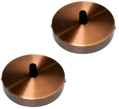 LEDSone Ceiling Rose Pendant Cable Grip Flex Clamp Plate for Light Fitting 100mm Choose Hanging Lamp Multi Colour Full Set (Copper 2 Pack)