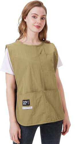Nanxson Plus Size Tabards Delantal con Bolsillos para Hombres Mujeres Delantal de Limpieza Catering Delantales de Cocina Ropa de Trabajo Chaleco Delantal