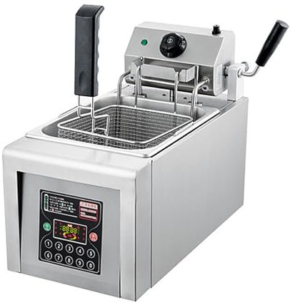 Friggitrice Elettrica ad Olio 8L con Funzione di Sollevamento Automatico, Friggitrice Professionale 2800W, Controllo Della Temperatura 60-200℃, 220V 16A Spina(28 * 52.5 * 40cm (8L))