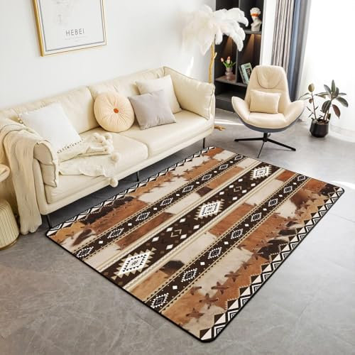 Kind Teppich 60 X 90 cm, Schlafzimmer Teppich, 3D Teppiche Wohnzimmer Teppiche Weich rutschfest Teppich Für Wohnzimmer Schlafzimmer Bettvorleger Vintage-Stammes-Streifen-Patchwork -921537110086