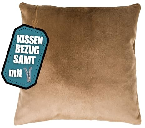 wollyflaushi Samt Kissenbezug 60x60 cm Kissenhülle Braun Luxuriös Weich | Sofakissenbezug mit verdeckter Reißverschluss - Kissenhülle Samtstoff einfarbig - Sofakissen Dekokissen Kopfkissen