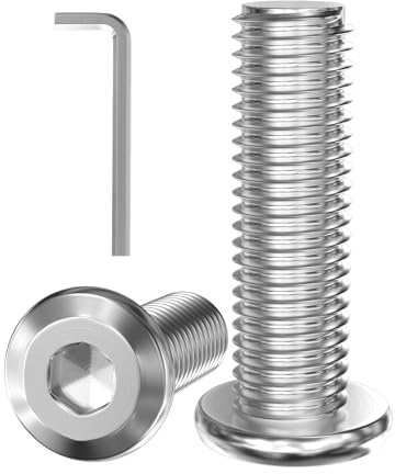 GUEEYUAW 30 Pezzi Viti a Testa Piatta M3 x 6 mm, in Acciaio Inox 304 A2 V2A, Viti Esagonali a Testa Cava, con Chiave Esagonale Possono Essere Utilizzate All'aperto