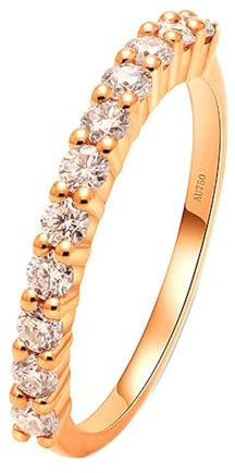 Wycian Moissanite Ring Damen, Ring Rotgold Damen 14K Roségold Moissanit 0.03CT 2mm Weiß Runde Form Größe 49 (15.6) für Vatertag