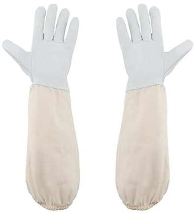 ZORVUJI Guantes para Apicultura de Cuero de Cabra 48CM, Antipicaduras para Hombres y Mujeres, Material de Apicultura con Mangas Transpirables, Guantes para Apicultores Aficionados y Profesionales