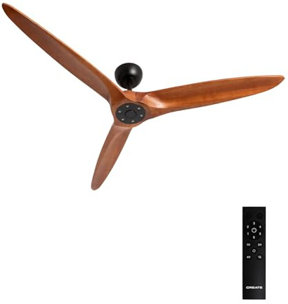 CREATE / WIND CENTURY L/Deckenventilator Schwarz Dunkelholzflügel mit Fernbedienung / 40W, programmierbar, Ø152cm, 6 Geschwindigkeiten, Sommer-Winterbetrieb