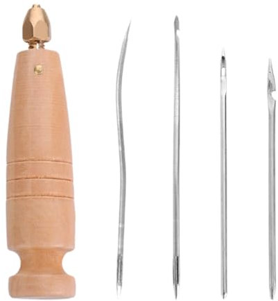 Colcolo Canvas Leather Sewing Awl with Wooden Handle Comfortable Grip Leathercraft Accessories for Punching Holes Marking Surfaces
