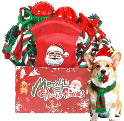 Mnubsrva Dog Toys 15 Pack for Teeth Cleaning and Fun, Puppy Teething Chew Toy with Gift Box, Variety Tug Rope Balls & Rubber Rings Bulk for Puppies