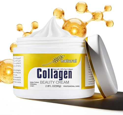 EHIOG 80g Crème au Collagène Naturel, Crème Visage Hydratante, Soin Anti-Rides, Raffermit la Peau, Améliore l’Élasticité, Réduit les Ridules et le Teint Fatigué