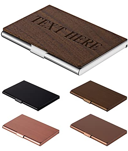 Personalisierbarer Edelstahl Kreditkartenschutzhalter - Visitenkartenetui Platz für bis zu 20 Karten, SuperSlim Design -Freunde, Familie, Kunden, Mitarbeiter und Unternehmer (Gravierter Textstil)