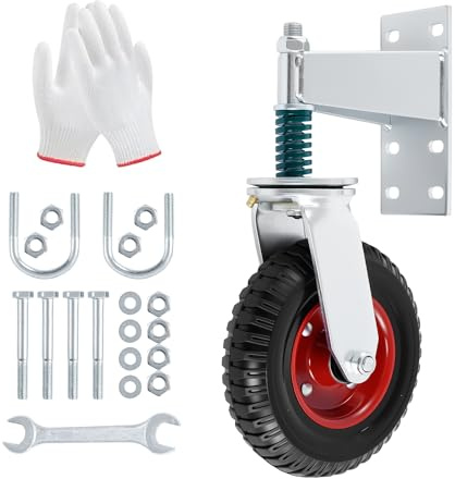 Suuiwau 8 inch Gate Wheel, 360 Spring Loaded Heavy Duty Swivel Gate Wheels | 500 LBS Max Load Capacity for Metal Tube Gate, Comes with Matching Screws & Spanners
