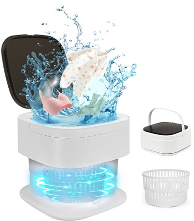 SUPAREE 16L Petite Machine a Laver de Voyage Mini Machine à Laver Pliable Lave Linge Portable avec Essorage 1.8kg pour Camping Car Appartements Dortoirs Petits Vêtements