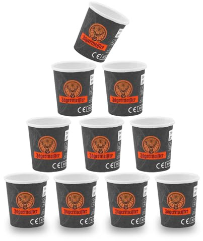 Jägermeister 10 Stück Originale Papier ice cold shot Probier-Becher Mehrweg-Becher Pappe maximal 0,02 l Shot-Becher Cup Cup's Shot-Gläser Shot-Glas 10er Set