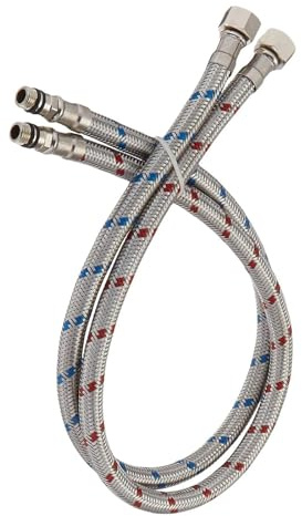 2-teiliger Wasserhahnanschluss, Edelstahl-Zufuhrschlauch, 3/8 9/16 1/2 Innengewinde, Kompressionsgewinde x M10 Stecker für Wasserhahn Mischbatterie(40CM,3-8 x M10)