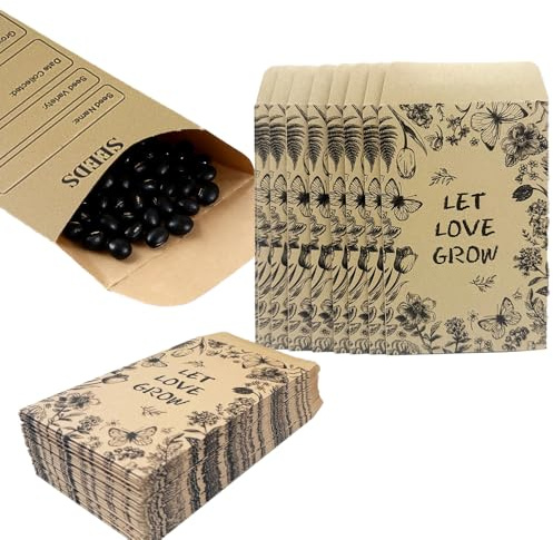 Lxtness Samentütchen, 100 Stück Papiertüten Klein Braun, 8x12cm Saatgut Aufbewahrung, Mini Kraftpapier Tüten zum Befüllen Verpackungstüten Umschläge Geschenktüten Bonbons Süßigkeiten Adventskalender