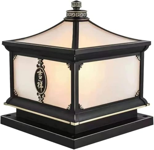 Garden Post Light Outdoor Lights Glass Lantern Column Lamp Aluminum Square Traditional E27 Outdoor Post Lights