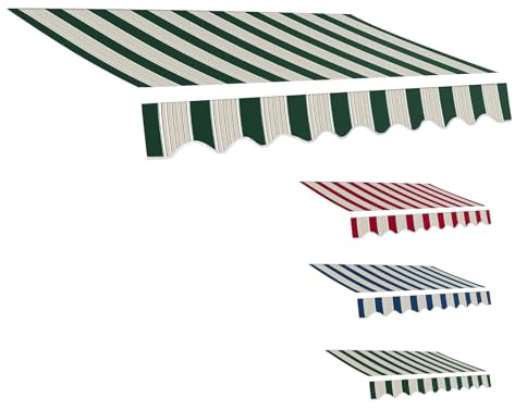 Tessuto di ricambio per tenda da sole, 300 x 250 cm, impermeabile, in tela, a righe verdi, 300 x 250 cm