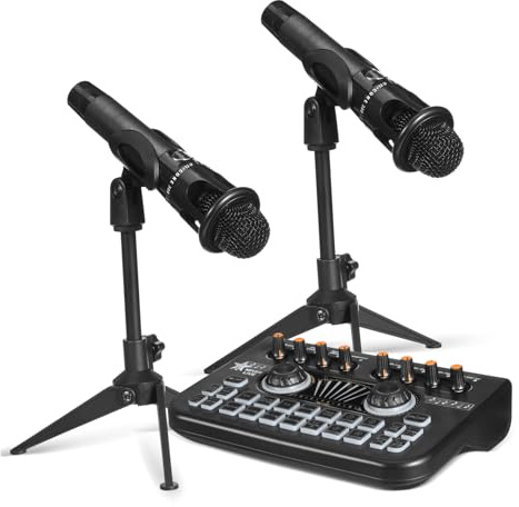 SAFIGLE Audio Mixer Studio Microphone Bundle Music Mixer for Dj Equipment Sound Effects Machine Podcast Equipment Bundle Gaming Voice Changer Dj Kit Black