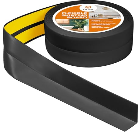 Quest Battiscopa Morbido 40 x 40 mm Autoadesivo - Nero, 15 m