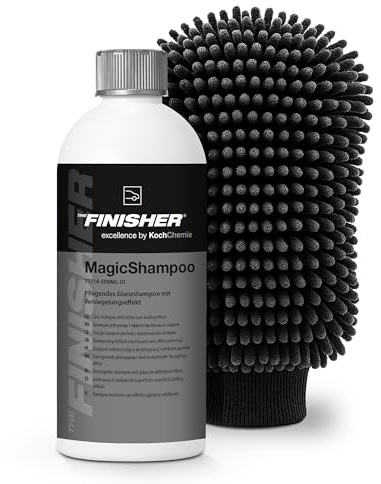 Autowäsche Set | THE FINISHER MagicShampoo 500ml Autoshampoo Konzentrat mit Versiegelung + Waschhandschuh | Auto Shampoo für strahlenden Glanz & Schutz | Auto Reinigungsmittel