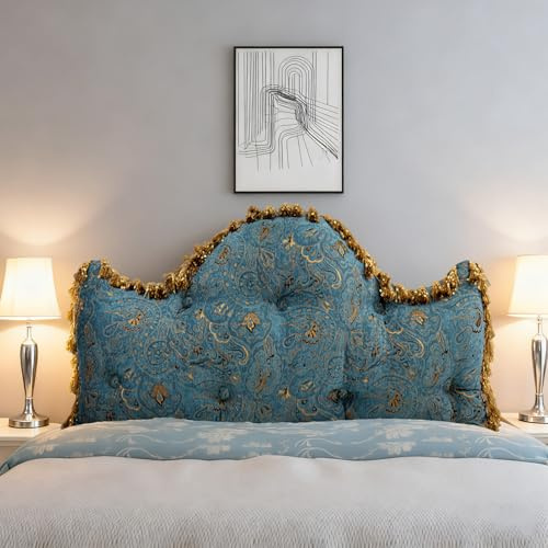 LELEFIDO Europäisches Luxus-Kopfteilkissen, Klassisches Vintage-Dekokissen mit gesticktem Blumenmuster, Weiches Lesekissen für das Bett mit Rückenstütze, Abnehmbarer Bezug