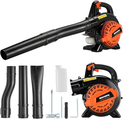 52cc Gas Backpack Leaf Blower, 2.1 HP Engine, High-Velocity 570 CFM, 250 MPH, Ergonomic Design, Low Vibration