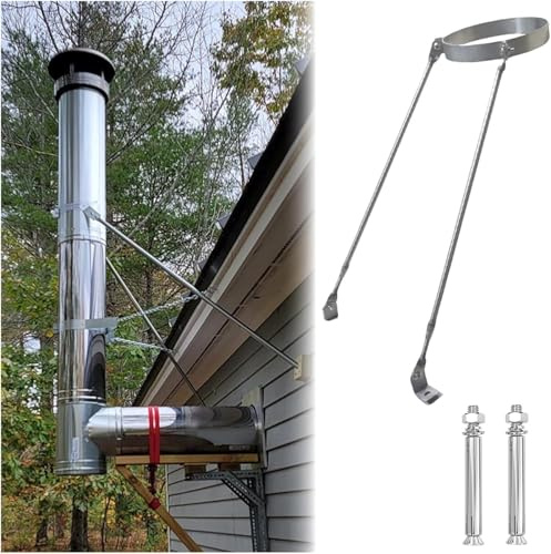 HEFJIAYCIQ Stainless Steel Chimney Pipe Support Bracket, Wall Roof Mount Flue Liner Holder Clamp, Metal Stove Pipe System Accessory,Silver,110mm