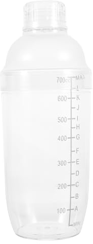 Lurrose Shaker per Cocktail Trasparente in Plastica da 700 Ml, Tazza per Mescolare Bevande Chiusura Ermetica, Mixer per Cocktail e Tè al Latte per Uso Domestico e Bar