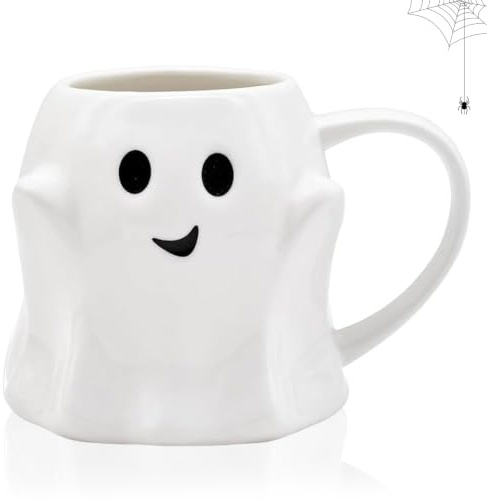 Tazza con fantasma, 440 ml, tazza di Halloween, tazza in ceramica con stampa, tazza da caffè, tazza per caffè, bevande calde, succhi di frutta, latte, regali personalizzati