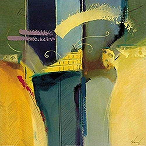 Chroma Study I by Neema Bastin 19.25x19.75 Art Print Poster Abstract Painting Shapes Greenish Yellow Color
