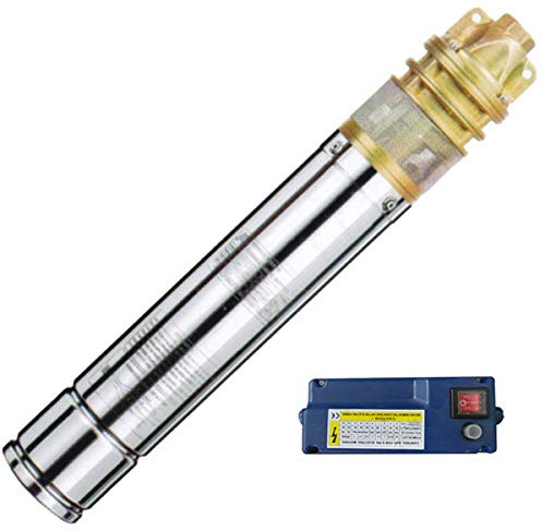 AT- 3 Brunnenpumpe 750W-1 mit 15 m Kabel Edelstahl-Tiefbrunnenpumpe mit Messing-Laufrädern und max: 5,7 bar, 3000l/h bei 7 m